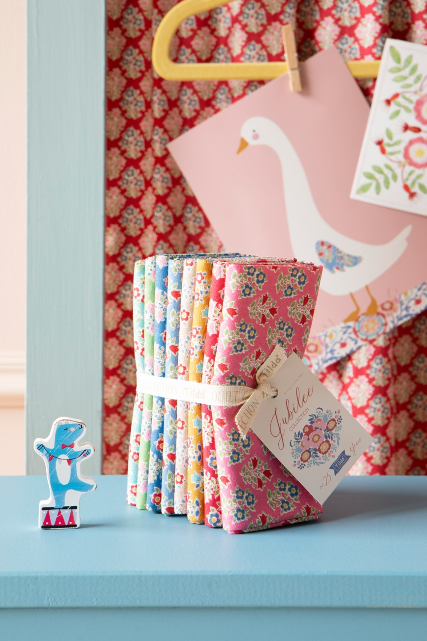 Tilda Patchwork Stoff Baumwolle - Jubilee - Farm Flowers Mustard